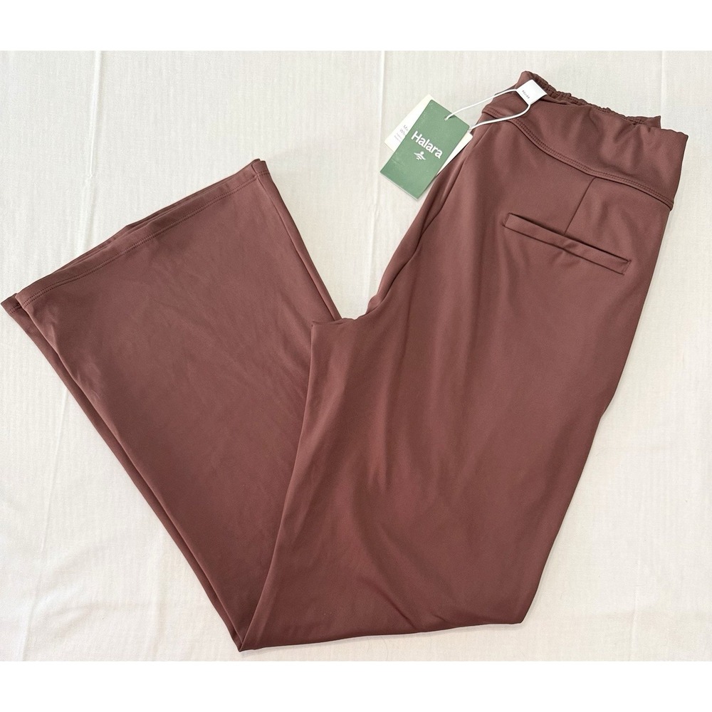 Halara Women's Wide Leg Flare Pants Brown Size L Large NWT Athletic Yoga Work